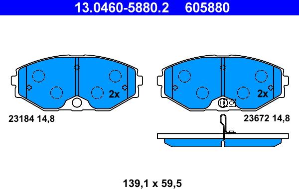 ATE 13.0460-5880.2 - Kit pastiglie freno, Freno a disco autozon.pro