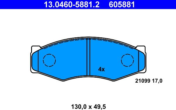 ATE 13.0460-5881.2 - Kit pastiglie freno, Freno a disco autozon.pro