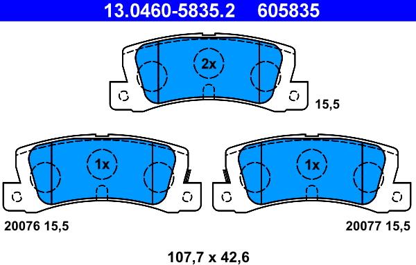 ATE 13.0460-5835.2 - Kit pastiglie freno, Freno a disco autozon.pro