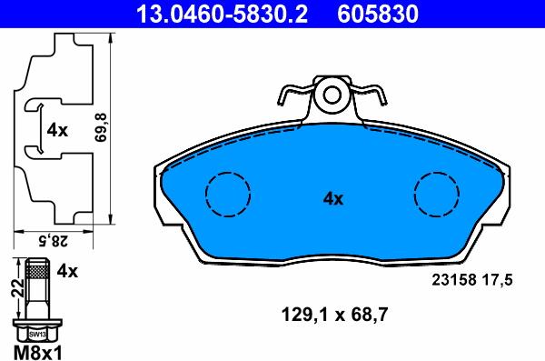 ATE 13.0460-5830.2 - Kit pastiglie freno, Freno a disco autozon.pro