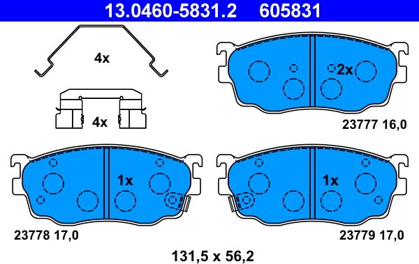 ATE 13.0460-5831.2 - Kit pastiglie freno, Freno a disco autozon.pro