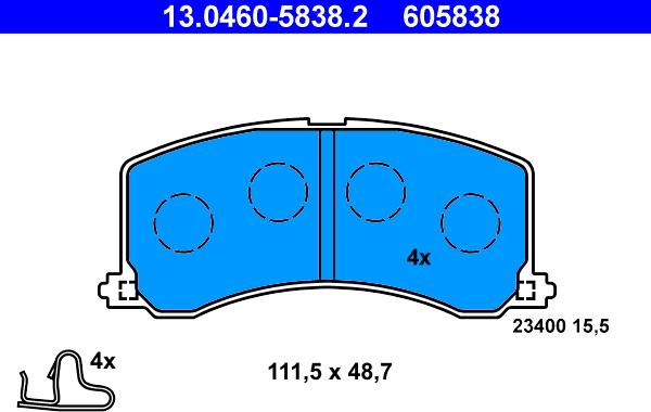 ATE 13.0460-5838.2 - Kit pastiglie freno, Freno a disco autozon.pro