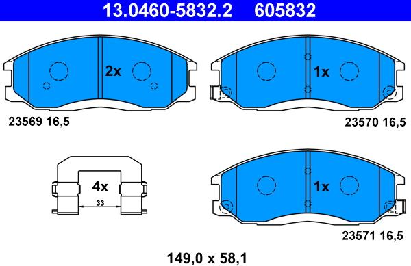 ATE 13.0460-5832.2 - Kit pastiglie freno, Freno a disco autozon.pro