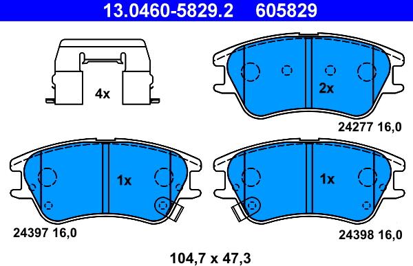 ATE 13.0460-5829.2 - Kit pastiglie freno, Freno a disco autozon.pro