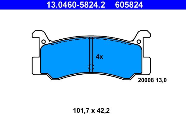 ATE 13.0460-5824.2 - Kit pastiglie freno, Freno a disco autozon.pro