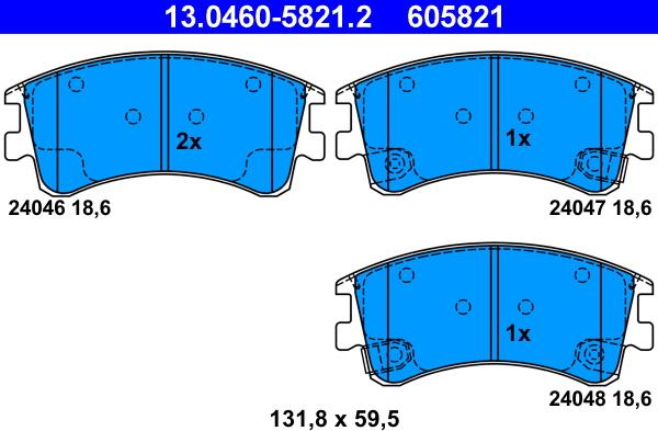 ATE 13.0460-5821.2 - Kit pastiglie freno, Freno a disco autozon.pro