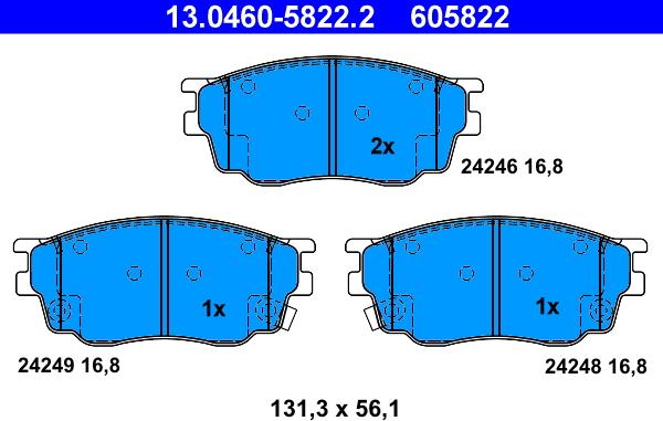 ATE 13.0460-5822.2 - Kit pastiglie freno, Freno a disco autozon.pro