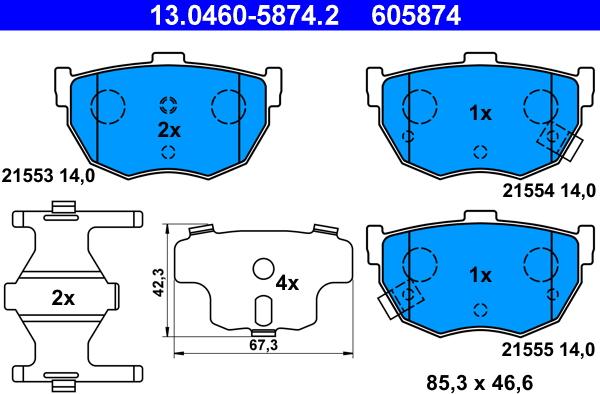 ATE 13.0460-5874.2 - Kit pastiglie freno, Freno a disco autozon.pro