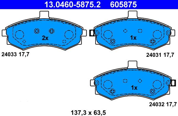 ATE 13.0460-5875.2 - Kit pastiglie freno, Freno a disco autozon.pro