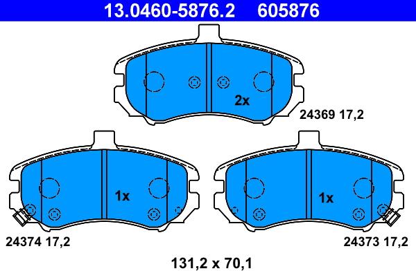 ATE 13.0460-5876.2 - Kit pastiglie freno, Freno a disco autozon.pro