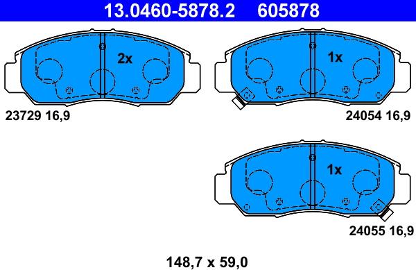 ATE 13.0460-5878.2 - Kit pastiglie freno, Freno a disco autozon.pro