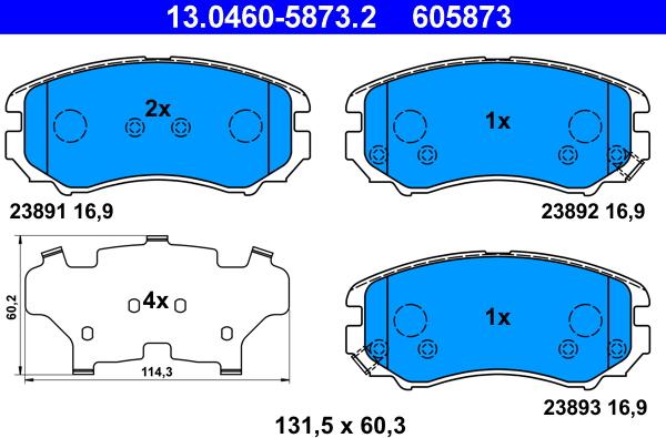 ATE 13.0460-5873.2 - Kit pastiglie freno, Freno a disco autozon.pro