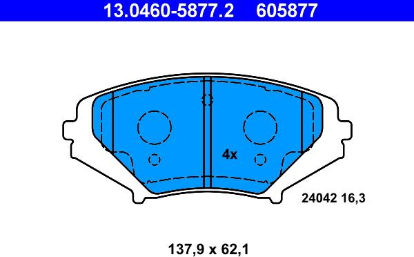 ATE 13.0460-5877.2 - Kit pastiglie freno, Freno a disco autozon.pro