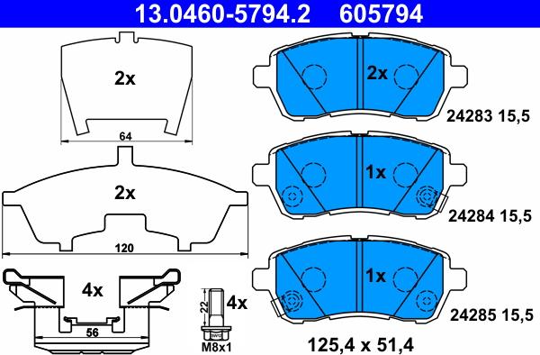 ATE 13.0460-5794.2 - Kit pastiglie freno, Freno a disco autozon.pro