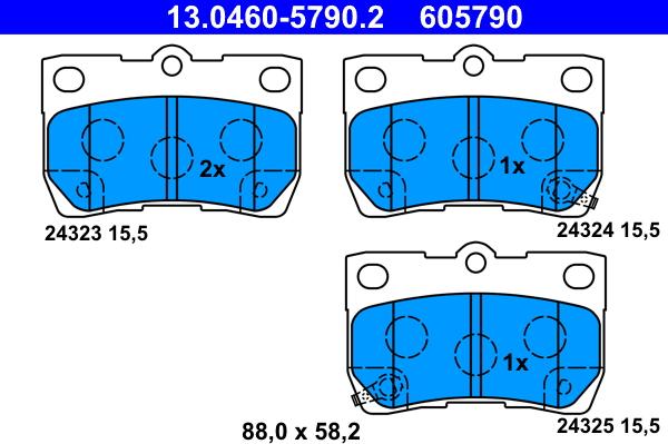 ATE 13.0460-5790.2 - Kit pastiglie freno, Freno a disco autozon.pro