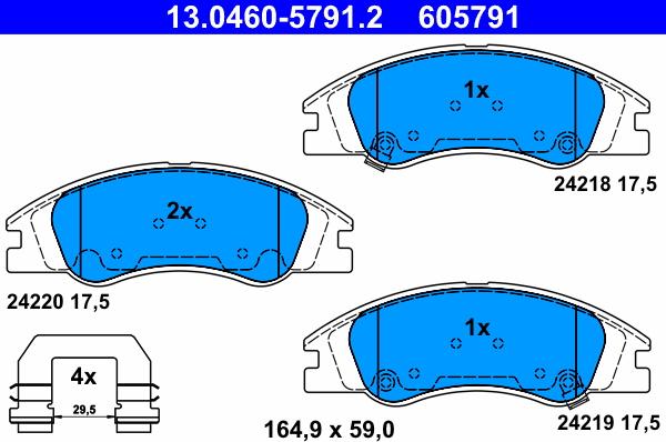 ATE 13.0460-5791.2 - Kit pastiglie freno, Freno a disco autozon.pro