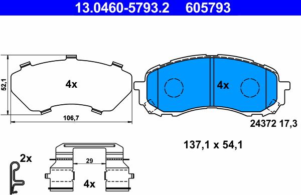 ATE 13.0460-5793.2 - Kit pastiglie freno, Freno a disco autozon.pro