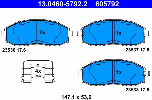 ATE 13.0460-5792.2 - Kit pastiglie freno, Freno a disco autozon.pro