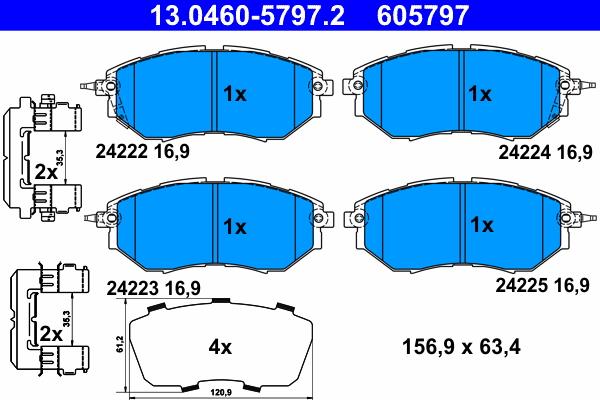 ATE 13.0460-5797.2 - Kit pastiglie freno, Freno a disco autozon.pro