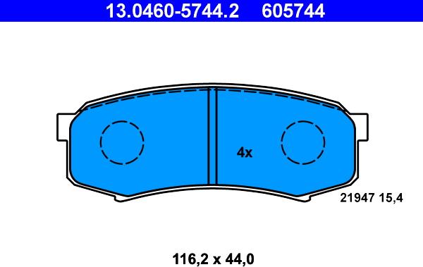 ATE 13.0460-5744.2 - Kit pastiglie freno, Freno a disco autozon.pro