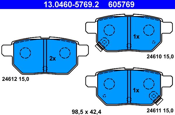 ATE 13.0460-5769.2 - Kit pastiglie freno, Freno a disco autozon.pro