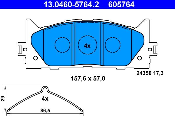 ATE 13.0460-5764.2 - Kit pastiglie freno, Freno a disco autozon.pro