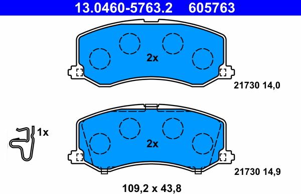 ATE 13.0460-5763.2 - Kit pastiglie freno, Freno a disco autozon.pro