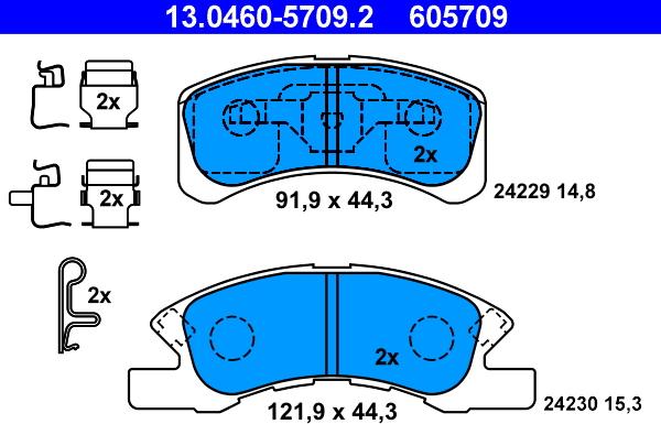 ATE 13.0460-5709.2 - Kit pastiglie freno, Freno a disco autozon.pro