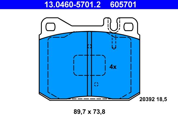 ATE 13.0460-5701.2 - Kit pastiglie freno, Freno a disco autozon.pro