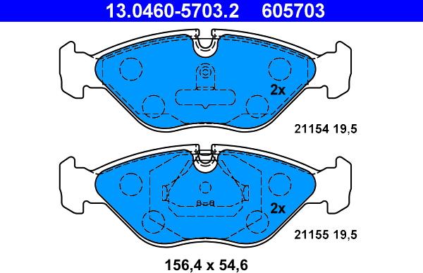 ATE 13.0460-5703.2 - Kit pastiglie freno, Freno a disco autozon.pro