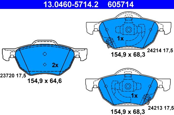 ATE 13.0460-5714.2 - Kit pastiglie freno, Freno a disco autozon.pro