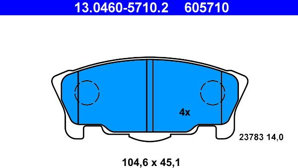 ATE 13.0460-5710.2 - Kit pastiglie freno, Freno a disco autozon.pro