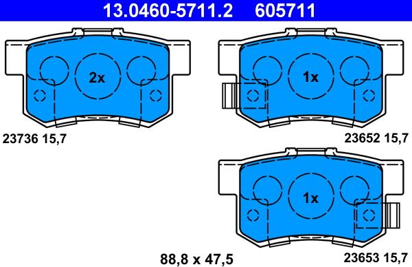 ATE 13.0460-5711.2 - Kit pastiglie freno, Freno a disco autozon.pro