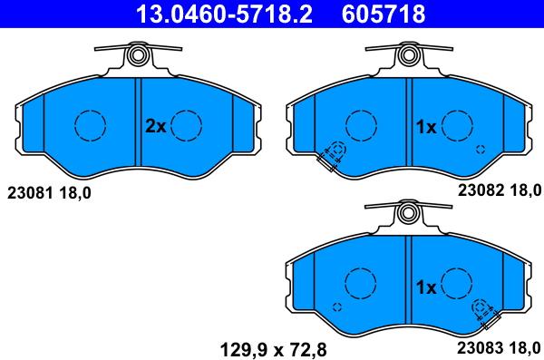 ATE 13.0460-5718.2 - Kit pastiglie freno, Freno a disco autozon.pro