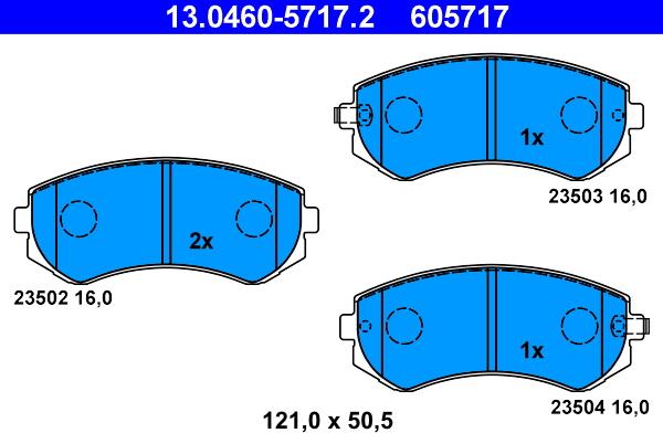 ATE 13.0460-5717.2 - Kit pastiglie freno, Freno a disco autozon.pro