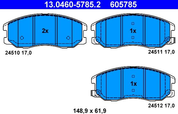 ATE 13.0460-5785.2 - Kit pastiglie freno, Freno a disco autozon.pro