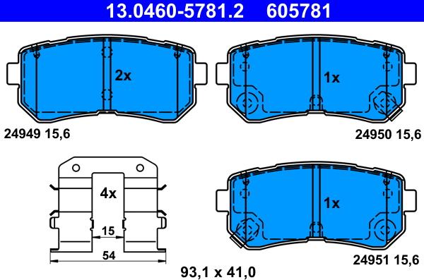 ATE 13.0460-5781.2 - Kit pastiglie freno, Freno a disco autozon.pro