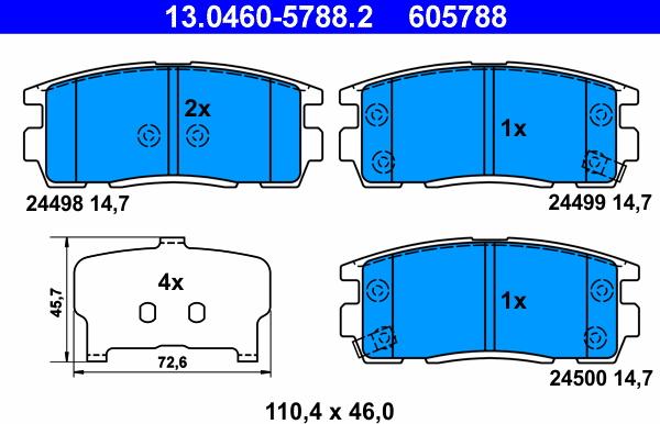 ATE 13.0460-5788.2 - Kit pastiglie freno, Freno a disco autozon.pro