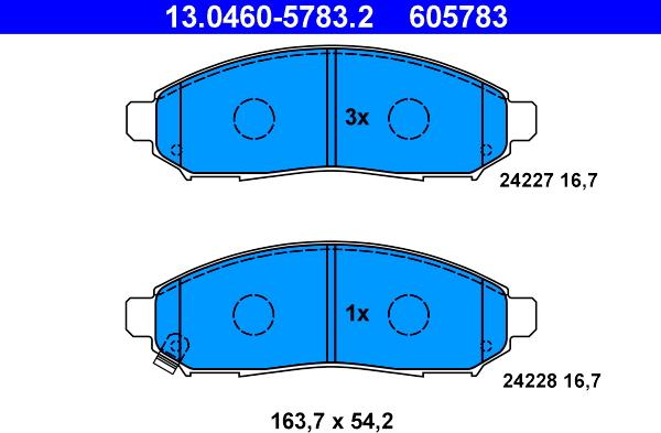 ATE 13.0460-5783.2 - Kit pastiglie freno, Freno a disco autozon.pro