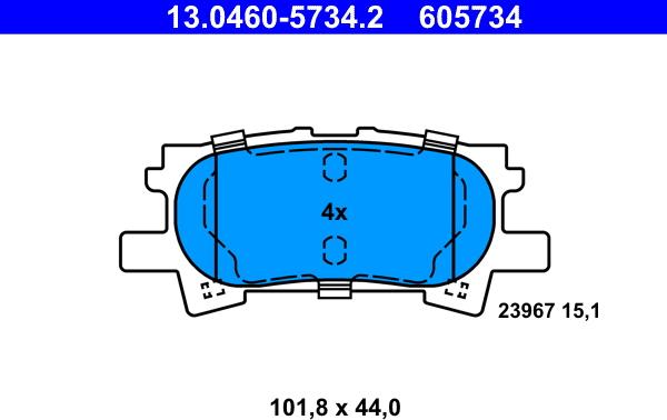 ATE 13.0460-5734.2 - Kit pastiglie freno, Freno a disco autozon.pro