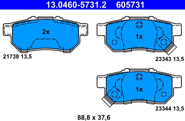 ATE 13.0460-5731.2 - Kit pastiglie freno, Freno a disco autozon.pro