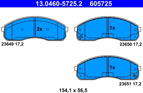 ATE 13.0460-5725.2 - Kit pastiglie freno, Freno a disco autozon.pro