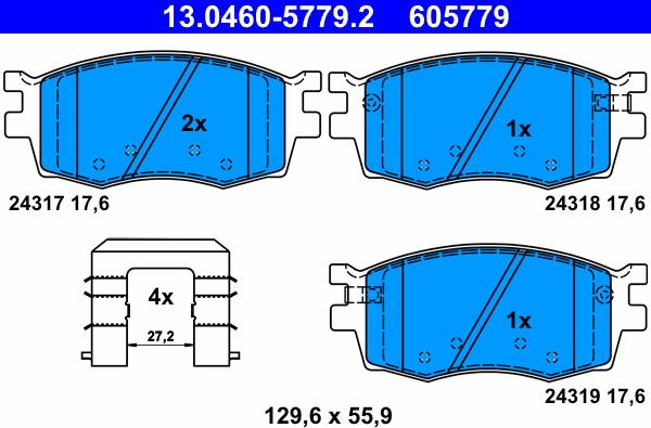 ATE 13.0460-5779.2 - Kit pastiglie freno, Freno a disco autozon.pro