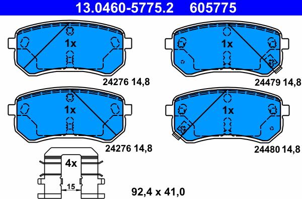 ATE 13.0460-5775.2 - Kit pastiglie freno, Freno a disco autozon.pro