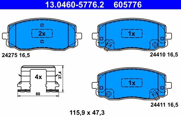 ATE 13.0460-5776.2 - Kit pastiglie freno, Freno a disco autozon.pro