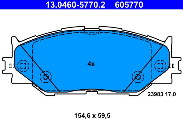 ATE 13.0460-5770.2 - Kit pastiglie freno, Freno a disco autozon.pro