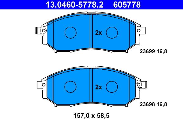 ATE 13.0460-5778.2 - Kit pastiglie freno, Freno a disco autozon.pro