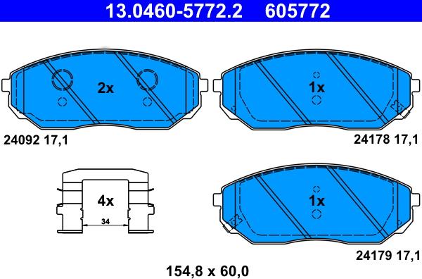 ATE 13.0460-5772.2 - Kit pastiglie freno, Freno a disco autozon.pro