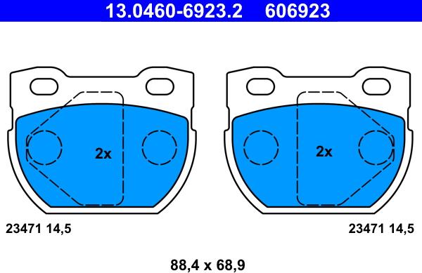 ATE 13.0460-6923.2 - Kit pastiglie freno, Freno a disco autozon.pro