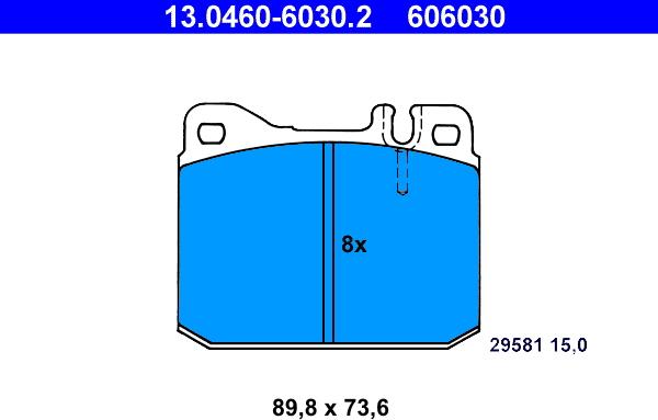 ATE 13.0460-6030.2 - Kit pastiglie freno, Freno a disco autozon.pro